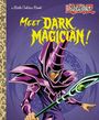 Text: "Meet Dark Magician!", "Yu-Gi-Oh!", "a Little Golden Book". Illustration eines Magiers in lila Rüstung mit Zauberstab.