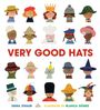 Der Text lautet: "VERY GOOD HATS". Es sind Illustrationen von Figuren mit verschiedenen Hüten.