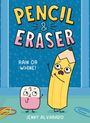 "Pencil & Eraser" und "Rain or Whine!" in kindlicher Schrift. Illustration mit einem animierten Bleistift und Radiergummi.