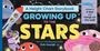 Buchtitel: "Growing Up to the Stars". Illustration: Kinder in einer Rakete im Weltraum, umgeben von Planeten.