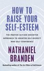 "HOW TO RAISE YOUR SELF-ESTEEM. NATHANIEL BRANDEN." Hintergrund: Blaue Kreise auf hellem Grund.