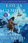 Text: „Louis L’Amour“, „Last of the Breed“, „Special Value Price“. Illustration: Krieger im Schnee mit Bogen blickt auf Helikopter.
