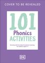 "Cover to be revealed. 101 Phonics Activities. Fun ideas for phonics learning for children aged 4-7." Lila Hintergrund.