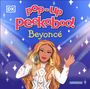 Texte: "pop-up peekaboo! Beyoncé", "UNOFFICIAL". Illustration einer Frau mit Mikrofon, die singt.