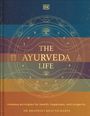"THE AYURVEDA LIFE" steht zentral auf einer bunten, kreisförmigen Illustration mit spirituellen Symbolen.