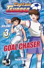 "Captain Tsubasa", "Volume 3", "Goal Chaser". Zwei Fußball spielende Jungen in Sportkleidung.