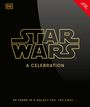 „STAR WARS: A CELEBRATION“, siebzig Jahre in einer weit, weit entfernten Galaxie... Logo mit schwarzem Hintergrund.