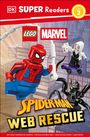 "Super Readers Level 2", "LEGO", "Marvel", "Spider-Man Web Rescue". Illustration mit LEGO Spider-Man und anderen Figuren.