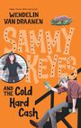 "Sammy Keyes and the Cold Hard Cash" von Wendelin Van Draanen. Illustration: Mädchen mit Mütze, rat auf Geldbündeln, Mann mit Scheinen.