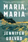 "Maria, Maria" von Jennifer Galvão. Wellen schlagen gegen Felsen, daneben segelt ein Schiff. Eine Illustration.