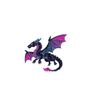 Ein glitzernder, farbenfroher Drache mit Flügeln in Lila und Blau, elegant geschwungen.