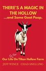 Text: "There’s a Magic in the Hollow...and Some Goat Poop." Illustration: Eine Ziege steht auf rotem Hintergrund.