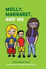 "MOLLY, MARGARET, AND ME" zeigt drei gezeichnete Figuren: ein Mädchen mit Smiley-Shirt, ein Junge und eine Person mit Brille.