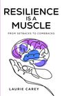 "Resilience is a Muscle" steht oben, darunter "From Setbacks to Comebacks". Eine Hand hält ein gezeichnetes Gehirn.