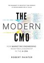 THE MODERN CMO, darunter farbige Linien und Binärcode. Autor: Robert Painter. Thema: KI und Marketingführung.