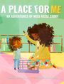 „A PLACE FOR ME“ und „AN ADVENTURES OF MISS REESE STORY“ oben. Zwei Figuren mit lockigem Haar interagieren vor einem Bücherregal.