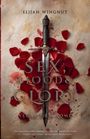 „SEX, BLOOD & GLORY“ in großen Buchstaben, darunter „VEGAS THEN ROME“. Eine Klinge umgeben von roten Rosenblättern.