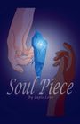 "Soul Piece by Lapis Love." Zwei Hände strecken sich nach einem leuchtenden, blauen Kristall aus.