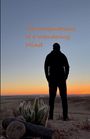 "The Imaginations of a Wandering Mind" in orange Schrift. Silhouette einer Person vor einem Sonnenuntergang in Landschaft.