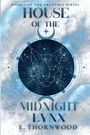 „Book 1 of the Arcathis Series: House of the Midnight Lynx“ von E. Thornwood. Illustration eines abstrakten Luchskopfes.