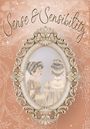 "Sense & Sensibility" in verschnörkelter Schrift. Zwei Frauen im alten Stil in einem verzierten Spiegelrahmen.