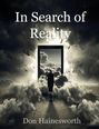 "In Search of Reality" oben und "Don Hainesworth" unten. Eine Person geht durch Wolken in einen Rahmen, umgeben von Vögeln.