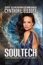"Cynthia L. Elliott. SOULTECH: 12 Codes for Awakening Your Higher Consciousness." Frau in elegantem Kleid vor kosmischem Hintergrund.