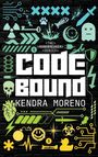 „THE RANKBREAKER SERIES“, „CODE BOUND“, „KENDRA MORENO“. Verschiedene Symbole, wie Totenkopf und Schlüssel, auf dunklem Hintergrund.