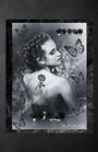 "Dark Tales & More by Jo Ann" und "By Jo Ann Gray". Eine Frau von der Seite, Schmetterlinge und Rosen als Illustration.