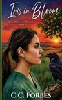 "Iris in Bloom" von C.C. Forbes, Buch 1. Eine Frau im Profil, ein Rabe, ein Baum mit Orangen bei Sonnenuntergang.