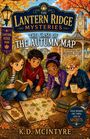 Eine Illustration zeigt vier Kinder beim Überprüfen einer Karte von "Lantern Ridge Park" mit Büchern und einem Notizblock.