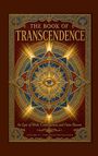 "The Book of Transcendence", verziert mit einem strahlenden Auge und komplexen, goldenen Mustern auf blauem und rotem Hintergrund.