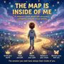 „THE MAP IS INSIDE OF ME“, Kinderbuch über Selbstentdeckung. Junge auf leuchtendem Weg in Sternennacht. Symbole unten.