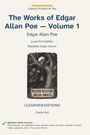 Der Text nennt „The Works of Edgar Allan Poe — Volume 1“ und „Reason Descends, Dread Awaits“. Illustration: Baum mit Totenkopf.