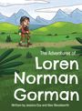 „The Adventures of Loren Norman Gorman, Written by Jessica Cox and Alex Woodworth“. Illustration: Kind mit Wanderrucksack in Berglandschaft.