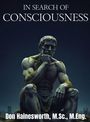 „In Search of Consciousness“. Darunter „Don Hainesworth, M.Sc., M.Eng.“. Eine nachdenkliche Steinstatue vor Sternenhimmel.