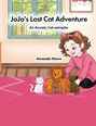 "JoJo's Lost Cat Adventure: An Anxiety Cat-astrophe" von Amanda Hawn. Kind mit Katzen und Löwe auf rosa Teppich.