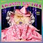 „CRANKY KITTIES“, 2027 Kalender. Eine mürrische Katze in rosa Kleid und Hut vor blauem Hintergrund.