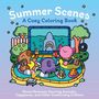 „Summer Scenes: A Cozy Coloring Book“ und „Movie Moments Starring Axolotls, Capybaras, and Other Comforting Critters“. Illustration zeigt Tiere in einem Pool, die einen Film schauen.