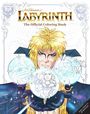„Jim Henson's Labyrinth: The Official Coloring Book“ steht oben. Ein mystischer Charakter hält leuchtende Kugeln.