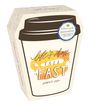 "Kaffeebecher-Illustration mit Text: 'life's short, talk FAST, Gilmore girls'. Logo: 'Gilmore girls, DELUXE GIFT SET'. Beige Design."