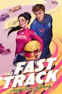 "The Fast Track" von Angelica Cheng. Illustration: Zwei Rennfahrer, eng umschlungen, Rennwagen im Hintergrund.