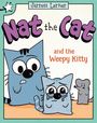"Nat the Cat and the Weepy Kitty." Cartoon: Große Katze besorgt, kleine Katze weint, daneben eine kleine Maus.