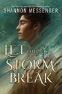 "LET THE STORM BREAK" und "SHANNON MESSENGER". Illustration: Profil eines lächelnden jungen Mannes, Windrad und Weizen.