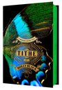 "A Modern Faerie Tale: Tithe by Holly Black" auf einem Schmetterlingsflügel mit leuchtenden Blau- und Grüntönen.