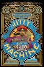 „Jitty and the Machine“ in geschwungenen Buchstaben, darunter komplexe Zahnräder. Junge Frau in roter Mütze mit Werkzeug.