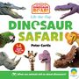 "Dinosaur Safari, 14 giant flaps to lift! Peter Curtis." Verschiedene Dinosaurier und Tiere sind dargestellt.