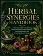 „HERBAL SYNERGIES HANDBOOK“. Kräuter, Mörser mit Stößel, Flaschen und Schalen mit getrockneten Kräutern.