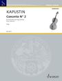 "KAPUSTIN Concerto N° 2, Violoncello. Bild eines Cellos, obere Hälfte weiß, untere grau mit Schott-Logo."