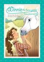 Text: Winnie the horse gentler Devotional 2. Illustration eines Mädchens, das ein weißes Pferd streichelt.